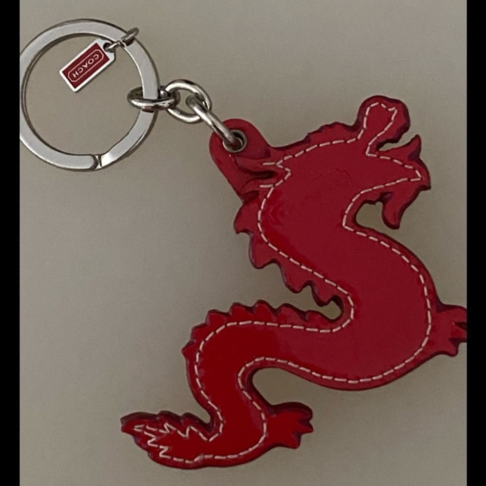 Coach Red Year of the Dragon Keychain Bag Charm Limited Edition - Picture 2 of 4